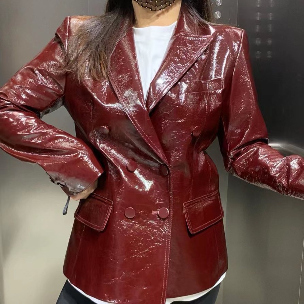 Brand New! Women's Burgundy Leather Blazer